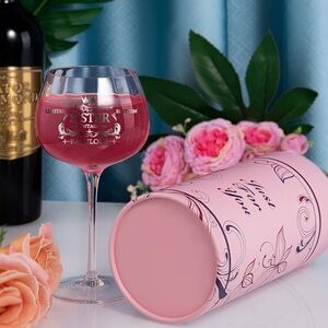 NWB Birthday Gift Vintage 1974 Engraved 50th Wine Glass Crystal 50 Year Pink